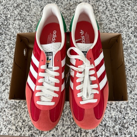 Adidas Originals Mens Size 10 Gazelle Indoor Better Scarlet-Red/Green Heel Tabs main image 8